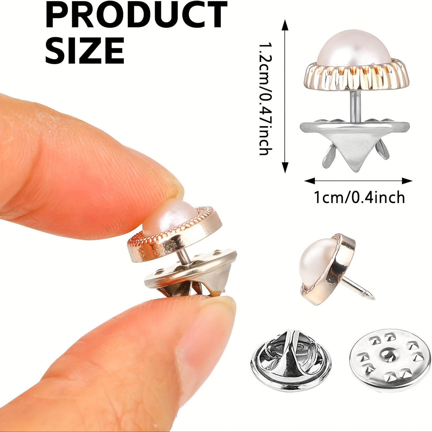 40pcs random assorted imitation pearl   womens seamless button pins   button pins cover brooches cute enamel lapel pins for shirts denim jackets dresses sweaters decoration Product details 0