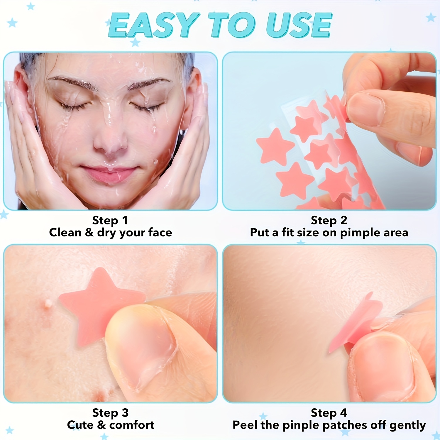 facial star cleansing patch 560 patch hydrocolloid facial cleansing patch cute star facial cleansing patch non greasy formula portable for travel a   for christmas and halloween gifts Product details 4