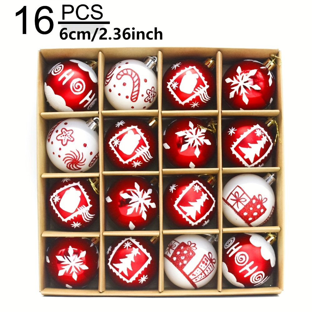 Image of 16pcs, 6cm/ 2.37 Inches Plastic Christmas Balls Set, Christmas Tree Decorations, Christmas Tree Ornaments, Christmas Small Decorations (red And ), Golden And Silver , Dispatched