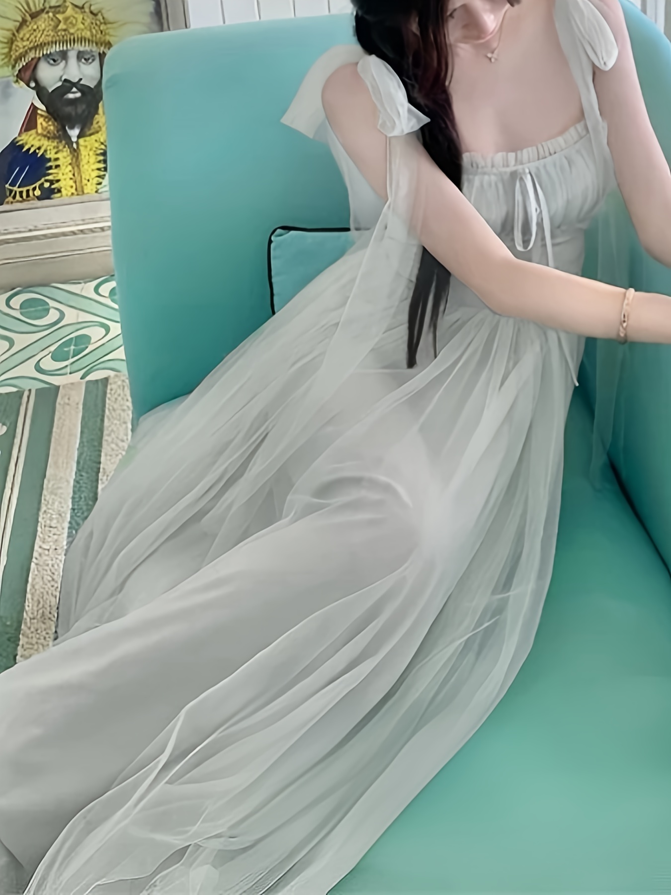 blue linen dress Roade Porto Blue Stripe Linen Midi Dress Organic Sustainable – The Fairnest main image 1
