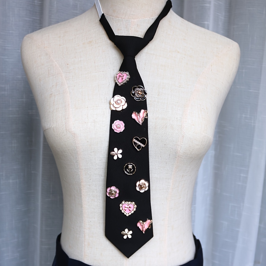 TEMU 1pc Women's No-tie Necktie, Suitable For Casual Streetwear, Daily Wear, Parties, And Gifting