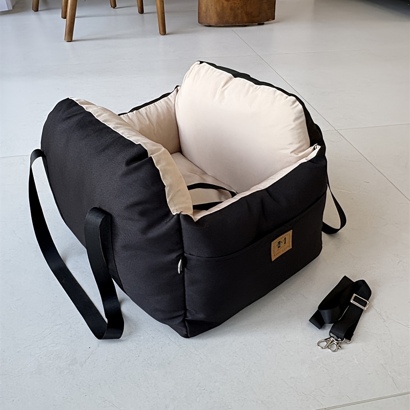 Image of Small Dog Car Seat For Small Dogs - Booster Seat For Car With Storage Pockets, Soft Filling Pet Cat Travel Carrier Bed