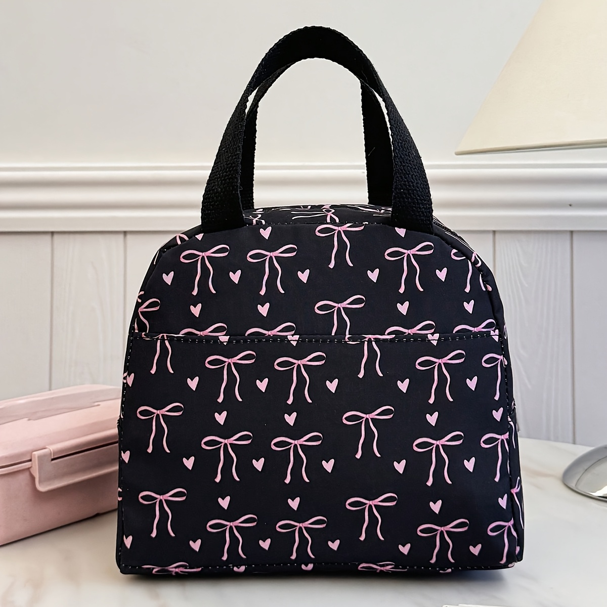 TEMU ' Heart-shaped Lunch Bag, Large Capacity Portable Student Bag, Convenient To Carry When Going Out (non-food Contact)