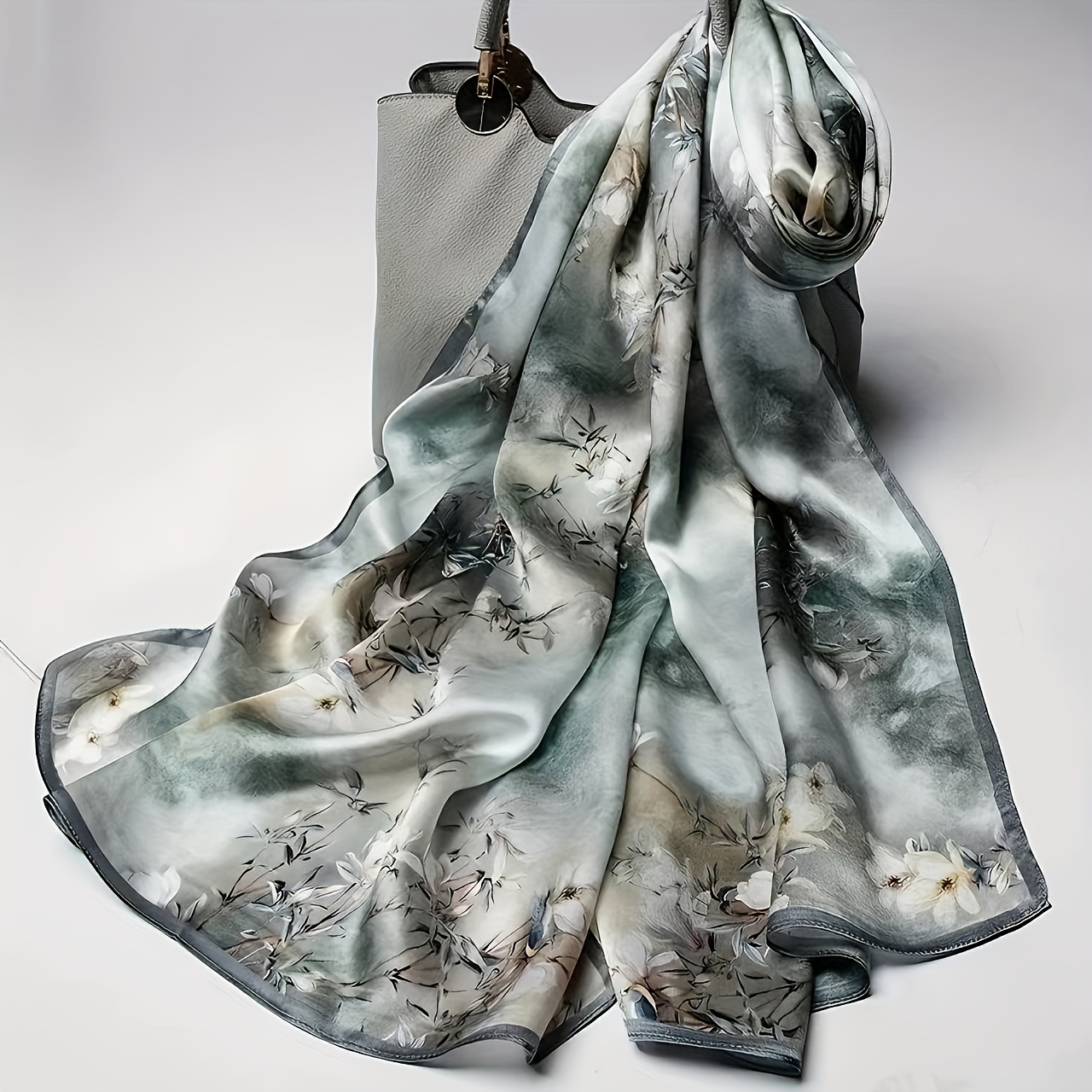 Image of Story Scarf Women's 100% Silk Pure Silk Shawl Gift For Mom Long Spring Summer Autumn Sunscreen Sheer Scarf Wrap Neck Scarf Gift Holiday Mother's Day