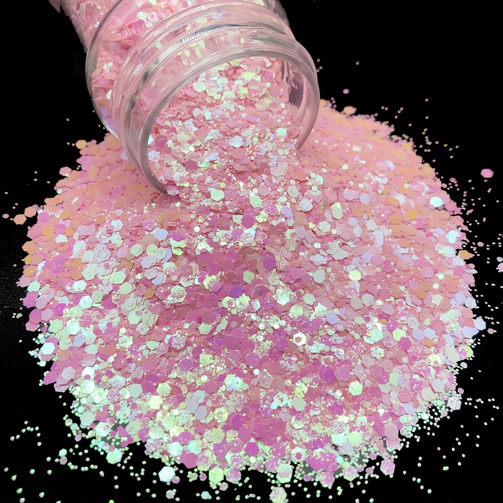 

28g Valentine's Day Pink Glitter, Holographic Chunky Craft Glitter For Epoxy , Iridescent Glitter Flakes Sequins For Tumbler Festival Jewelry-1oz/bag