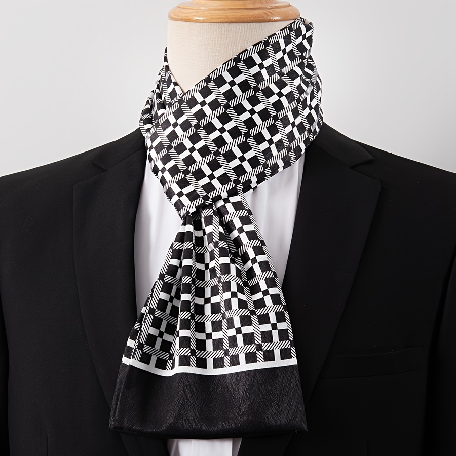 

Elegant Men' Scarf - Soft, Lightweight Silk, Double-sided Design, 59" X 6" Rectangular Shawl