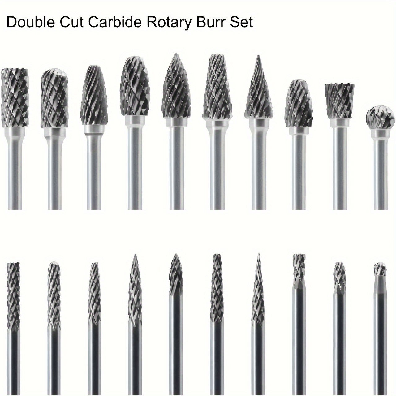 

Tungsten Carbide Burr Set, 20pcs Rotary Tool Accessory Kit, Die Grinder Rotary Tool Rasp Bits Accessories Attachments Metal Wood Stone Plastic Carving Cutting Cleaning Grinding Engraving