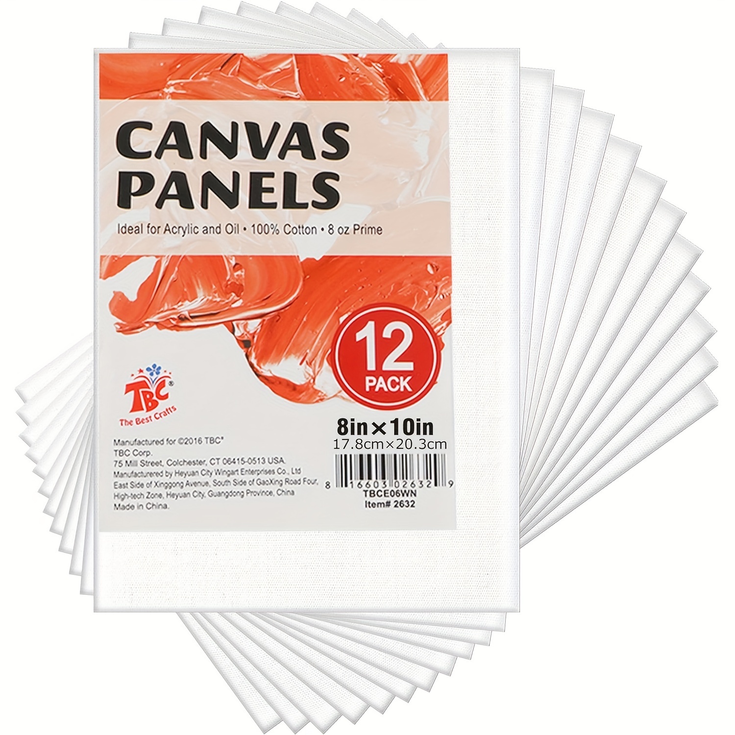 

Tbc The Best Crafts Artist Painting Canvas Panel, 12 Pack, Triple Primed White Cotton Canvas Board For Acrylic, Oil, Gouache, Tempera Painting