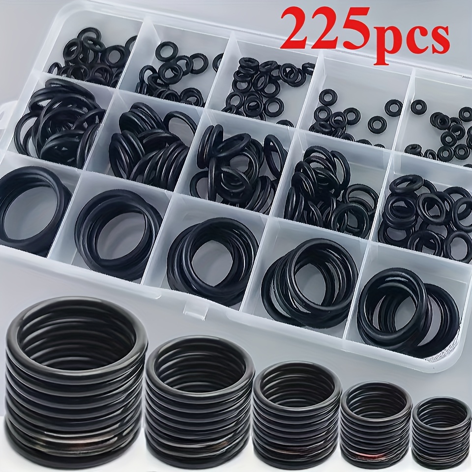 TEMU O Ring Kit 225pcs, O Ring Assortment Kit 18 Size, Metric Nitrile Rings For Car Auto Vehicle Repair Faucet Plumbing Air Or Gas Sealing Connections Resist Oil And Heat