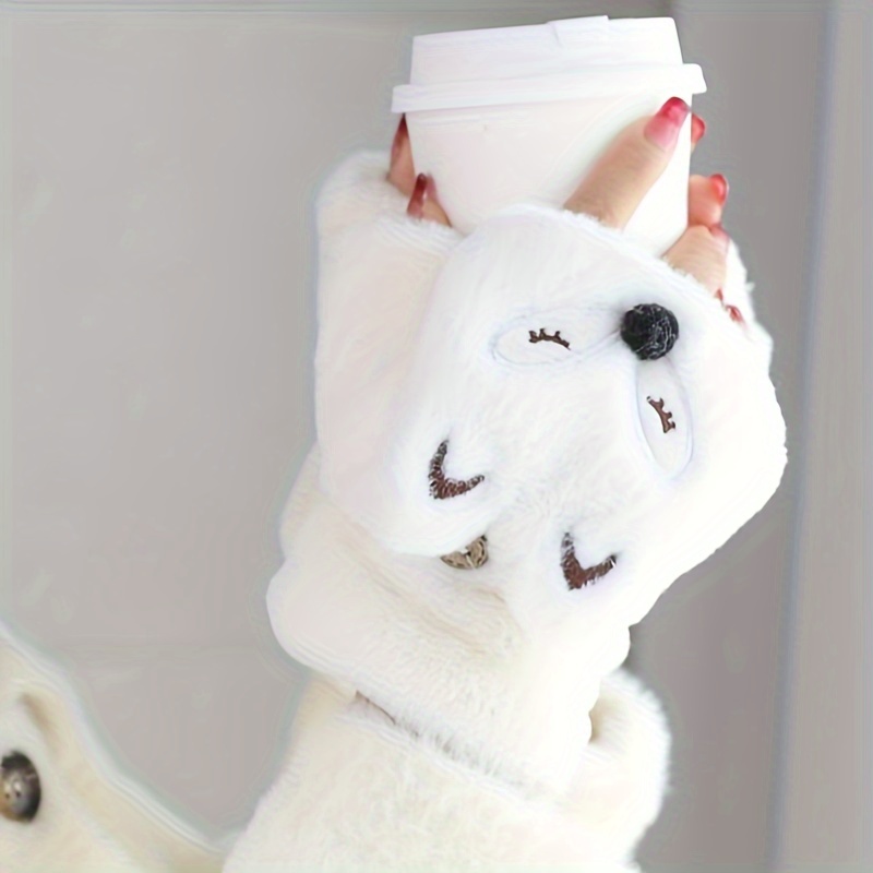 

Fox-shaped Fingerless Gloves - Soft, Comfortable, Warm, Cold-proof, Hand Washable, Polyester And Spandex , Embroidered, Non-stretch, For And Computer Use