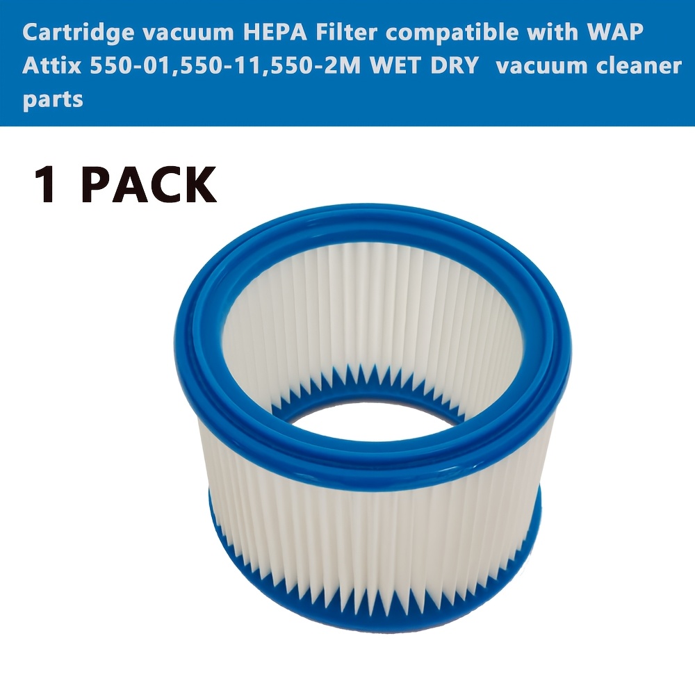 TEMU 1-pack Hepa Filter Compatible For Wap Attix 550-01/550-11/550-2m Vacuum Cleaner Cartridge Replacement, Wet/dry Suitable For Wap Attix Wet Dry