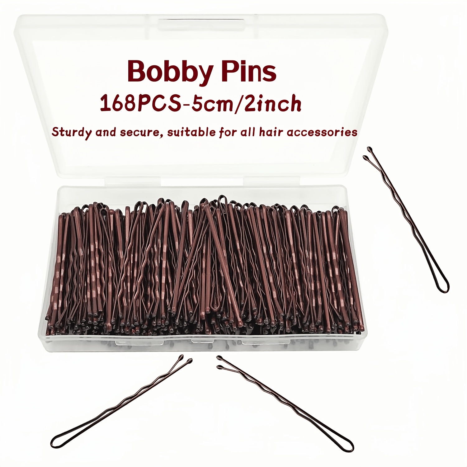 TEMU 168pcs Black And Brown Bobby Pins With Storage Box - Non-slip Wave Hair Pins For Women, Salon-quality Hair Grips For All Hair Types And