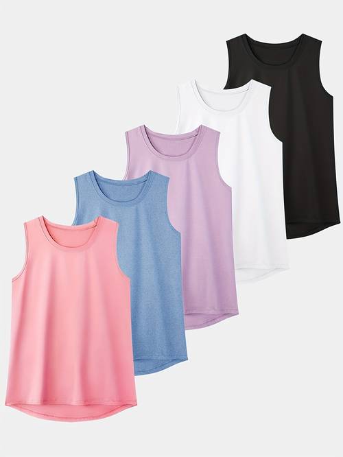 5 pack womens athletic tank tops quick drying fitness training running i breathable polyester blend 2026 valentines day gifts