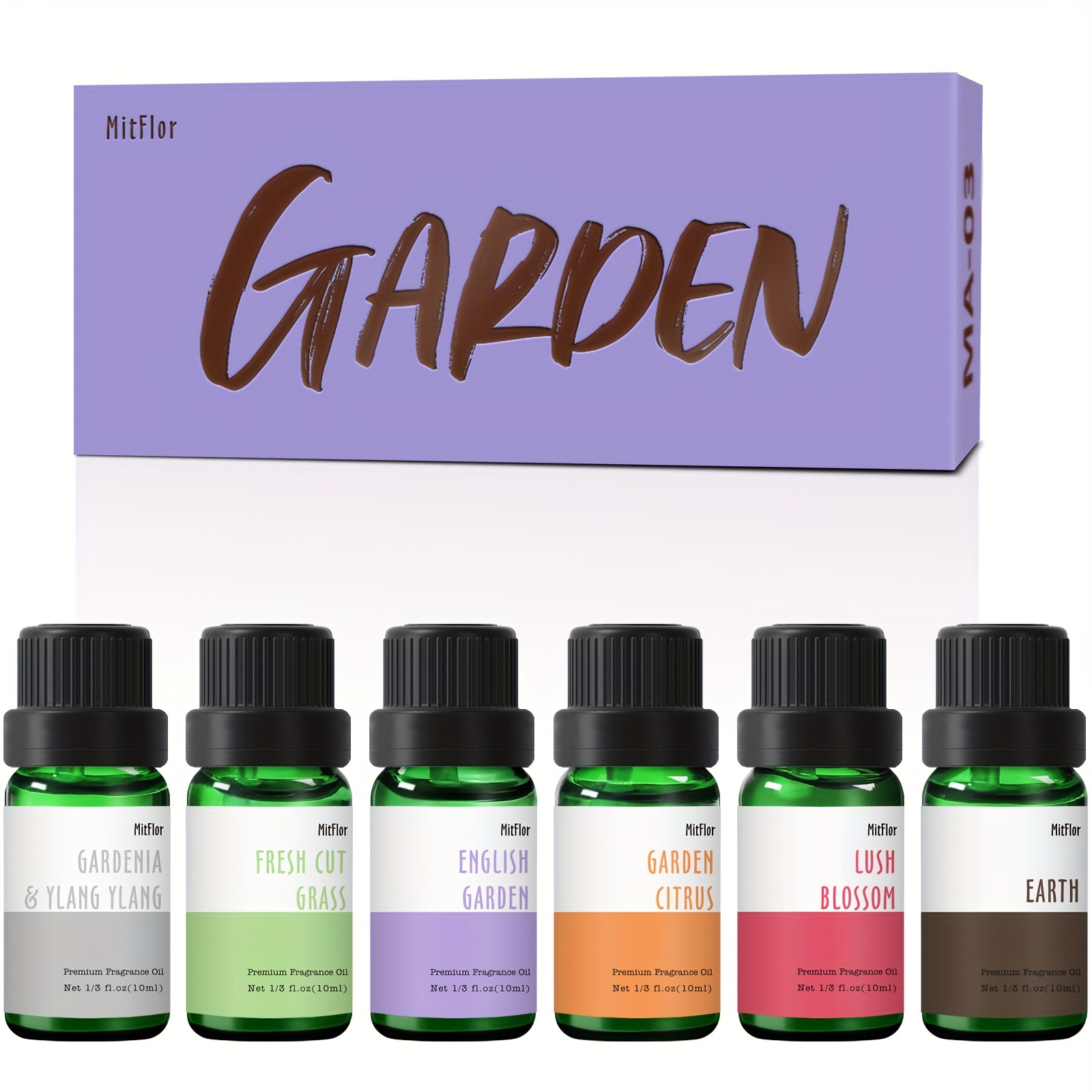 

Fragrance Oils, Mitflor Garden Scented Oils, Aromatherapy Essential Oils Gift Set, , Fresh Cut Grass, Earth And More, 6x10ml