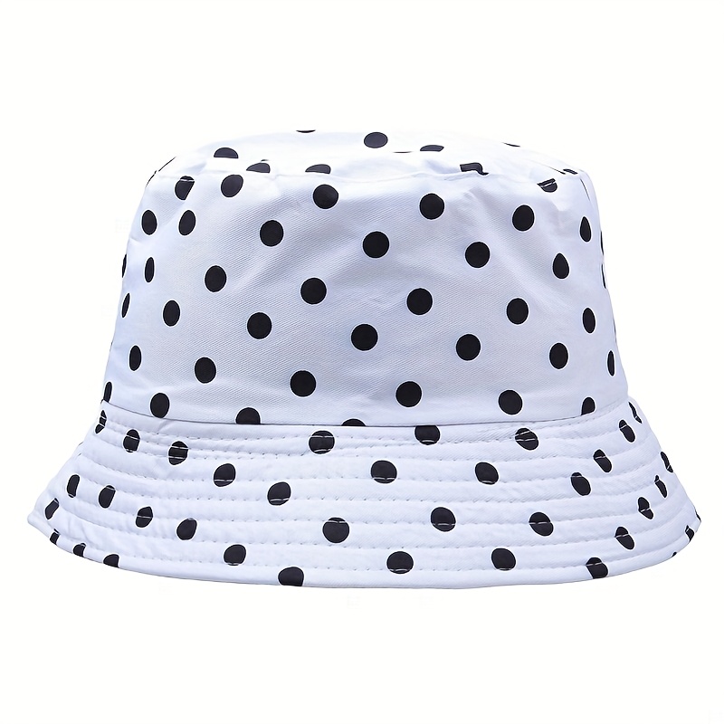 E-shop Neue Westernmode Wende-Fischermütze mit Polka Dot Print, Sommer Bucket Hat für Damen Outdoor Freizeitkleidung