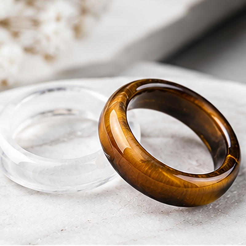 2pcs White Crystal Tiger's Eye Ring Set, Unisex Gift