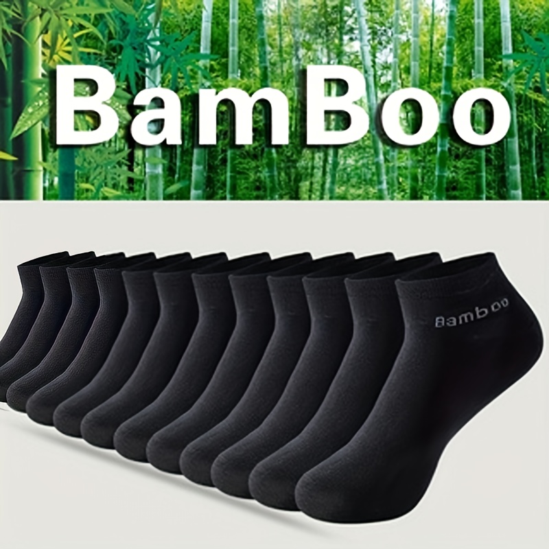 Image of 6 Pairs Of High-quality Bamboo Fiber Men's Socks, Anti-odor Business Casual Dress Socks For , Black And White