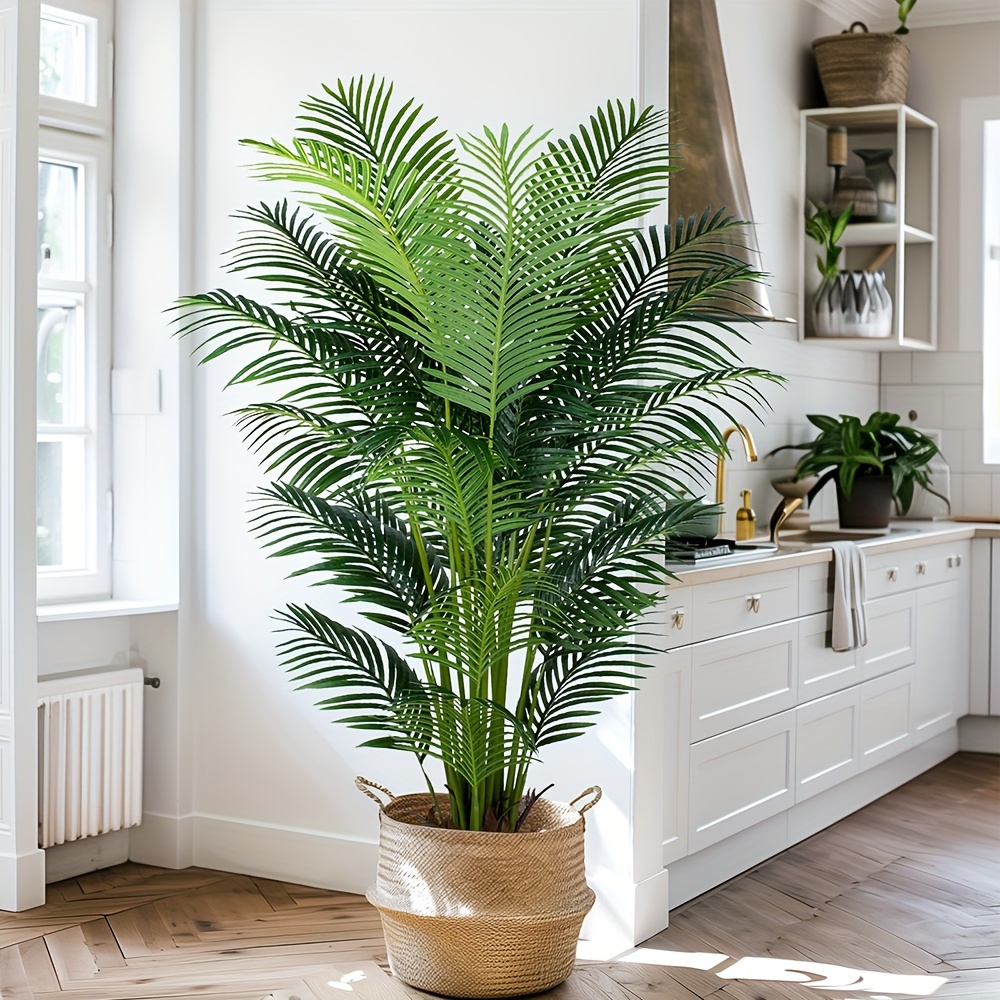 

6 Ft Artificial Plant Artificial Large Trees With 24 Removable Palm Leaves Tall Faux Palm Plant For Indoors And Outdoors, Artificial Silk Palm Housewarming Gift