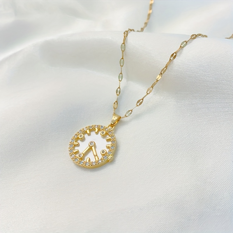1pc womens watch pendant necklace stainless steel chain - Temu display picture 1