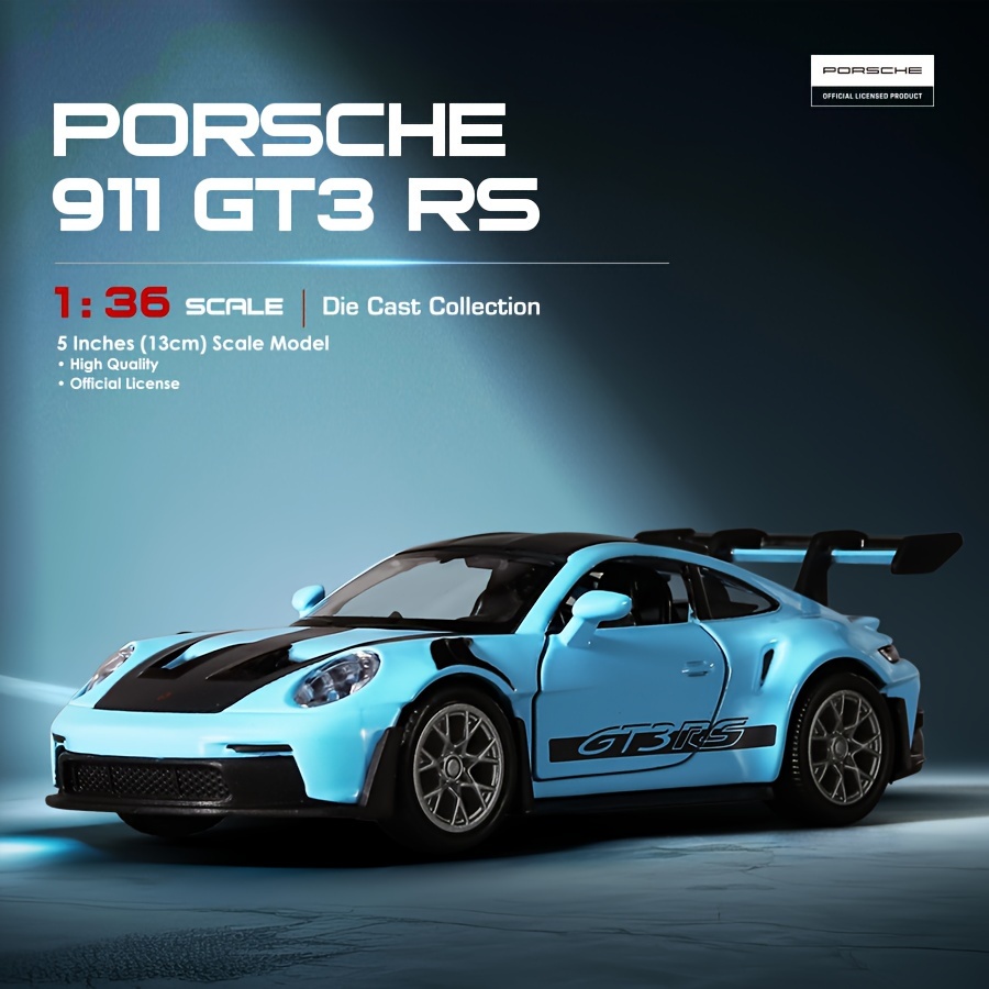 

For Porsche 911 Gt3 - 1:36 Scale Alloy Collectible Car Toy For , Pull-back Action, Battery Not Included - Offered In Gray, White, Green, Blue