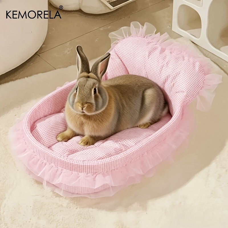 TEMU KEMORELA Nid Doux et de Lapin Princesse | Lit de Lapin Moelleux en Dentelle | Petit Lit Confortable pour Petits Animaux - Idéal pour Lapins,