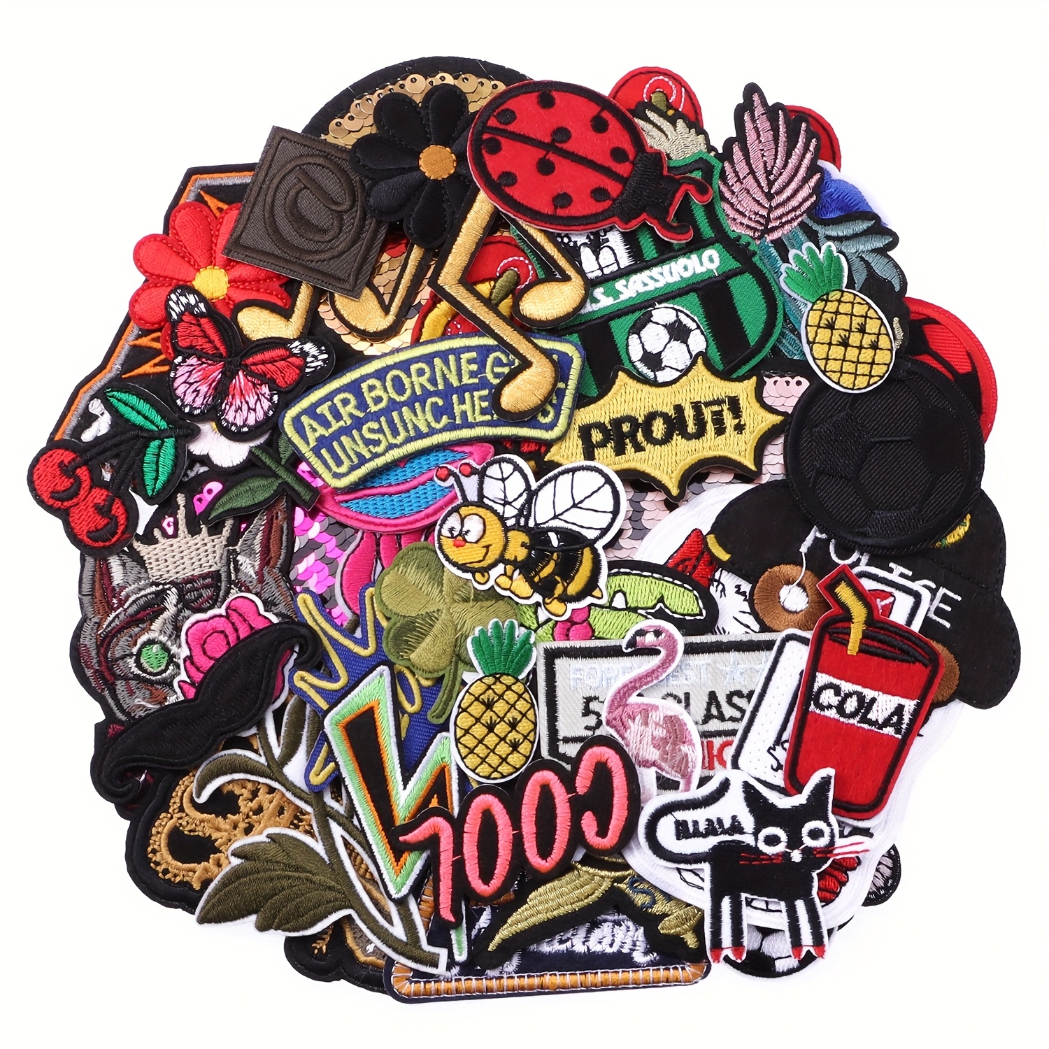 

Ywli 50pcs Mixed Color Embroidery Patches, Iron-on/sew-on Applique Set For Clothes, Hats, Jeans, Diy Fashion Accessories