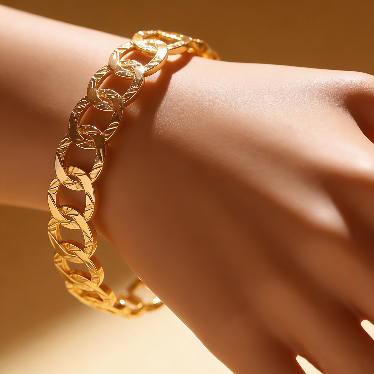 Women's Adjustable Luxurious Golden-Plated Stainless Steel Bangle Bracelet