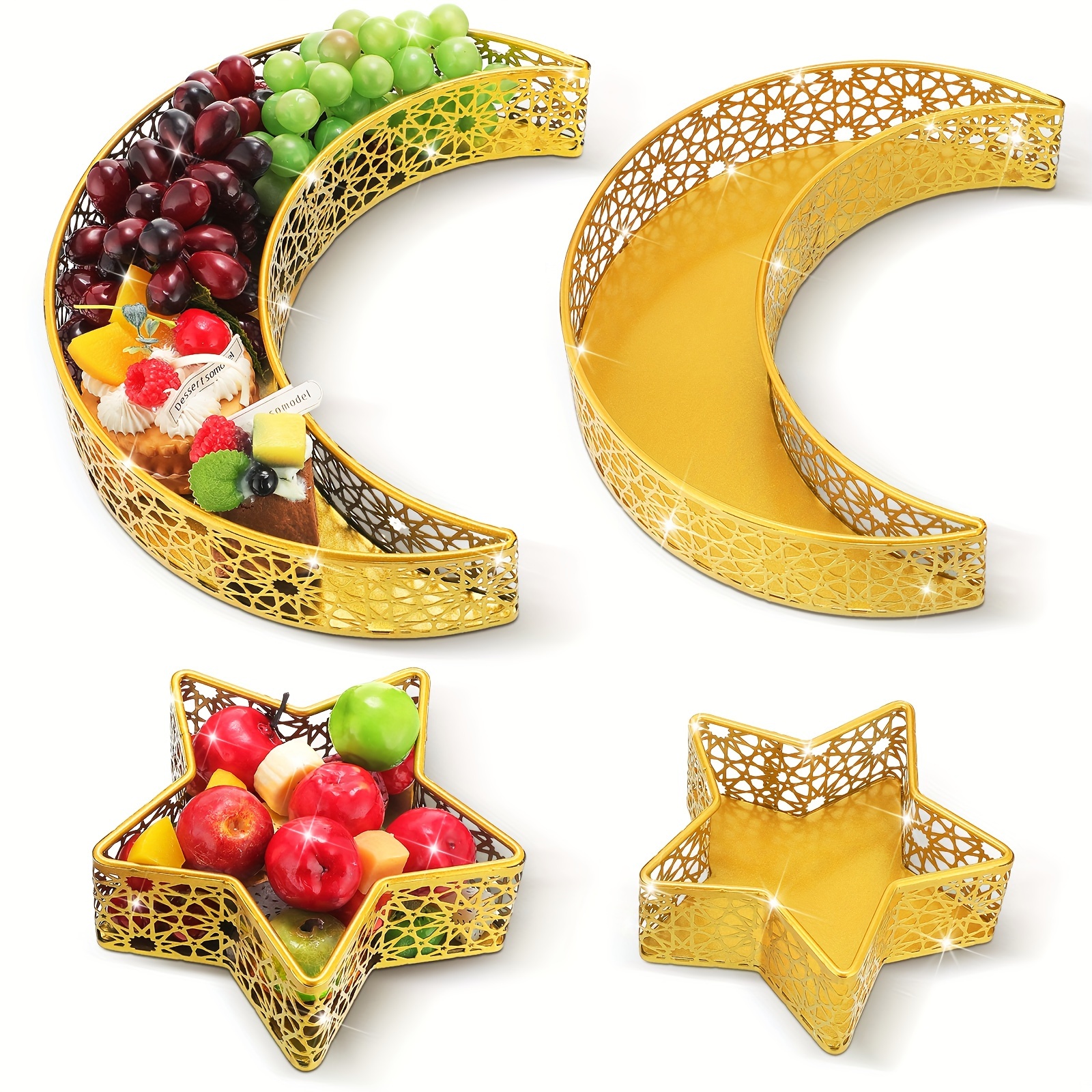 

4 Pcs Trays Decor Trays Islam Iron Decorations For Islam Display Decoration ()