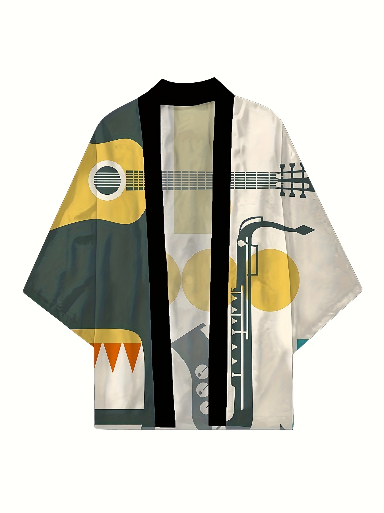 Camisa Lisa Suelta Estilo Japonés Kimono Informal Hombre - Temu Chile