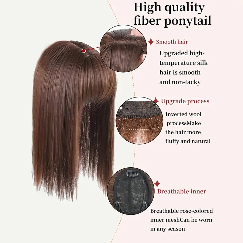 seamless 3 in bangs natural look straight synthetic hair pieces for women invisible white hair cover hair clips details 2