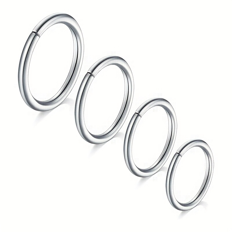 4pcs Nose Rings Hoop 6mm/8mm/10mm/12mm, 16g/18g/20g Stainless Steel Simple Nose Rings Nose Nostril Piercing Jewelry For Women Men, For Daily, Party, Music Festival