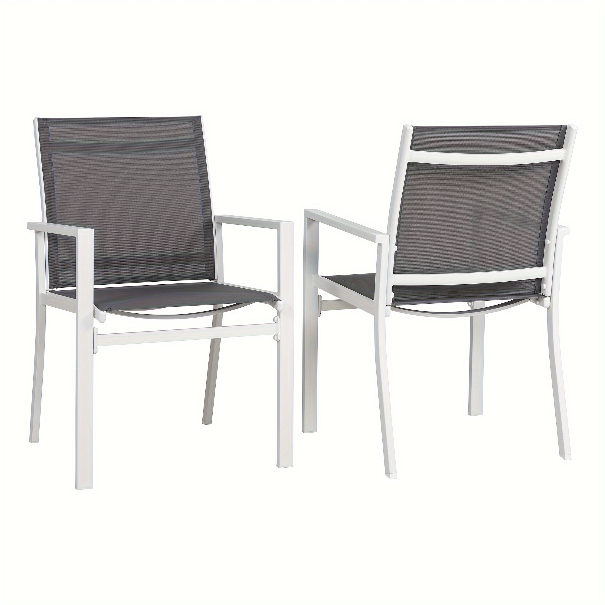 

Vongrasig Patio Dining Chairs Set Of 2, Outdoor Bistro Chair With Arms, All-weather Metal Textile Fabric Chairs Grey