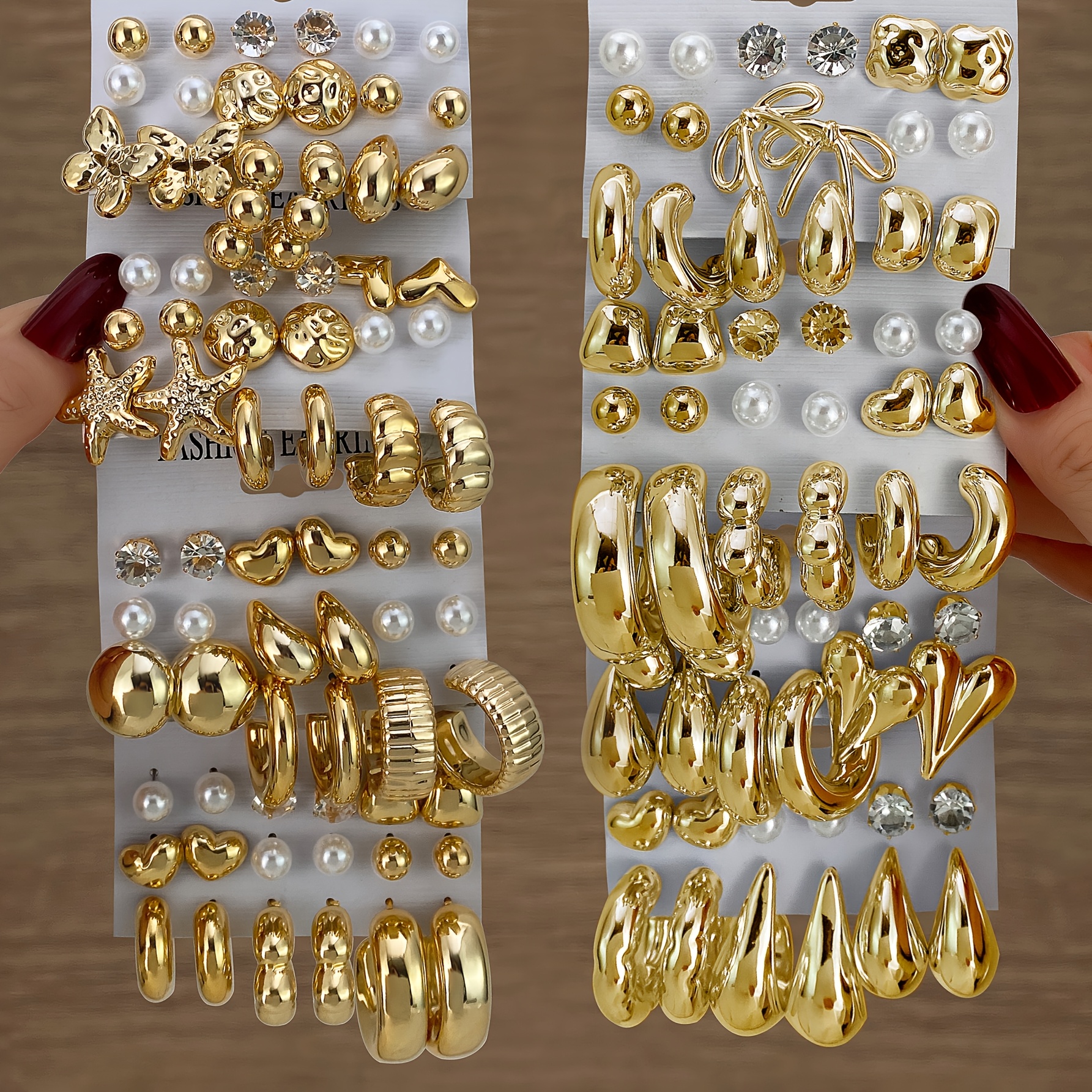 random 36 30 12 pcs earrings golden and silvery exquisite versatile styles glossy metallic   fashionable card case earring set