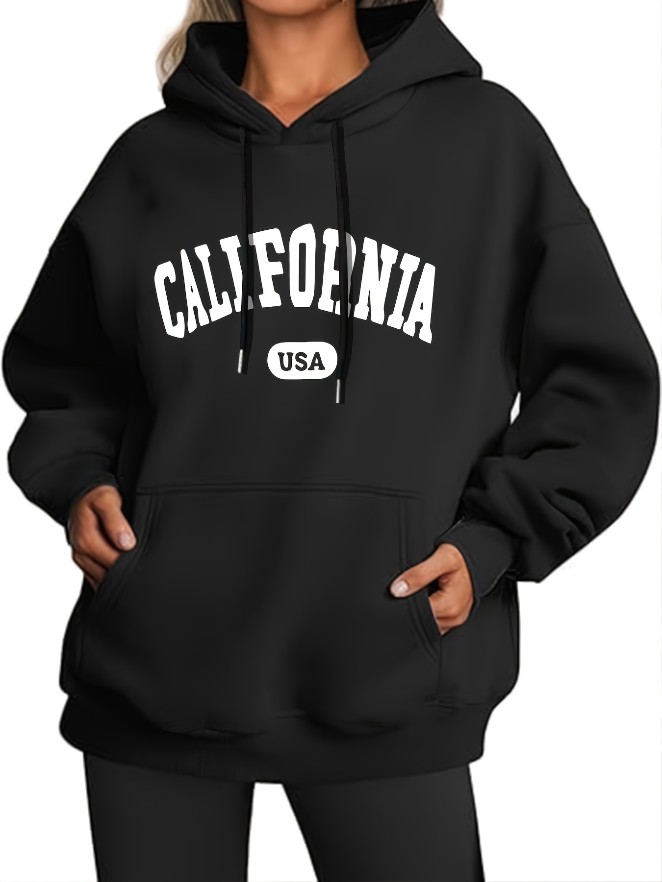 sweat à capuche décontracté femme california poche Temu Switzerland - Main Image