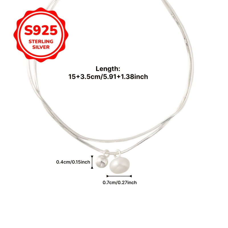 925 Silver Double Layered Bead Bracelet with Snake Bone Chain & Polished Beads
