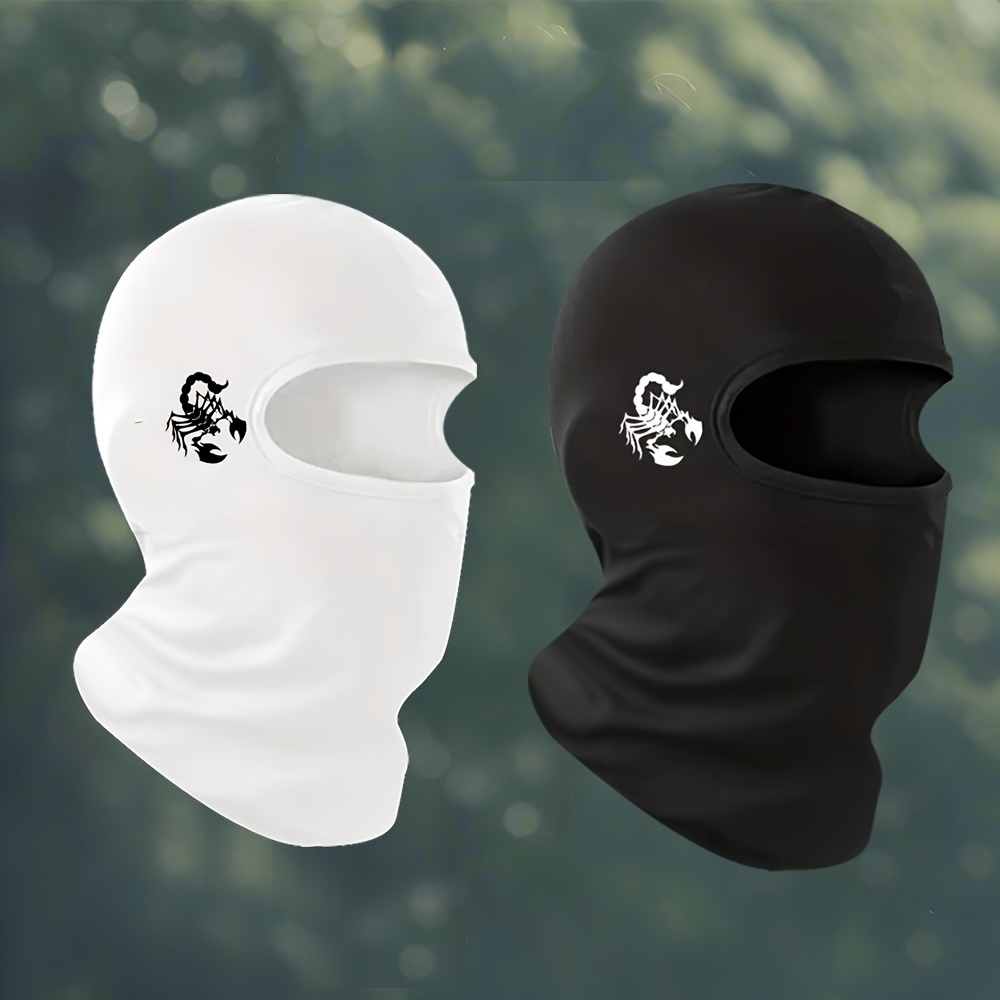 

Men's Summer Breathable Cycling Balaclava With Cool Print Design, Polyester Full Face Mask Uv Protection, Casual Style High Stretch Knit Fabric Headwear