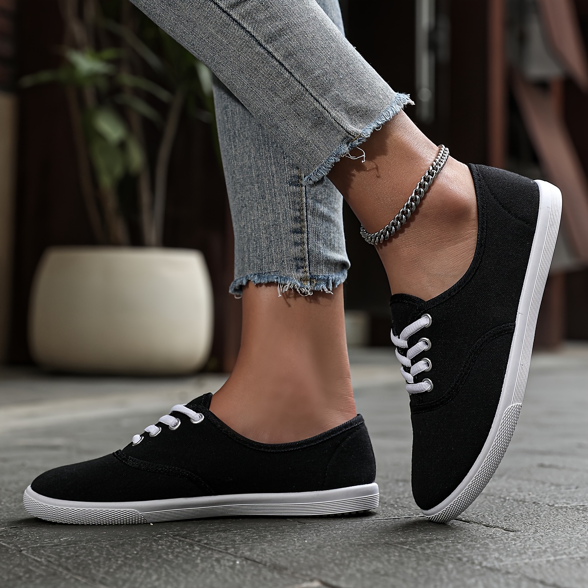 Women’s lace-up color balance canvas online shoes