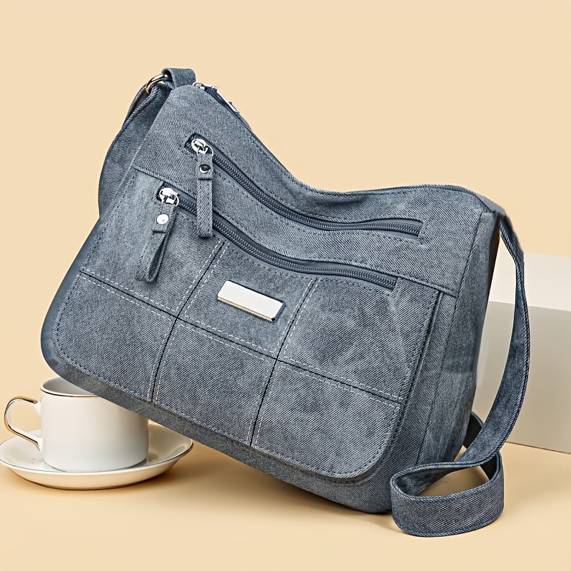 TEMU Fashion Crossbody Bag - Multi-pocket, Multi-functional Versatile Women's Bag With Quilted Design, Adjustable Shoulder Strap, Zipper Closure,
