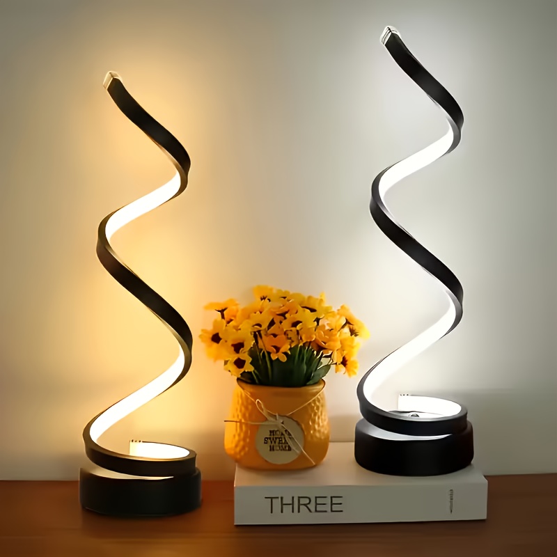 TEMU 1/2 Classic Vintage Creative Table Lamp - 3-level Dimmable Touch Lamp With Usb C Charging Port, Modern Minimalist Adjustable Spiral Desk Light