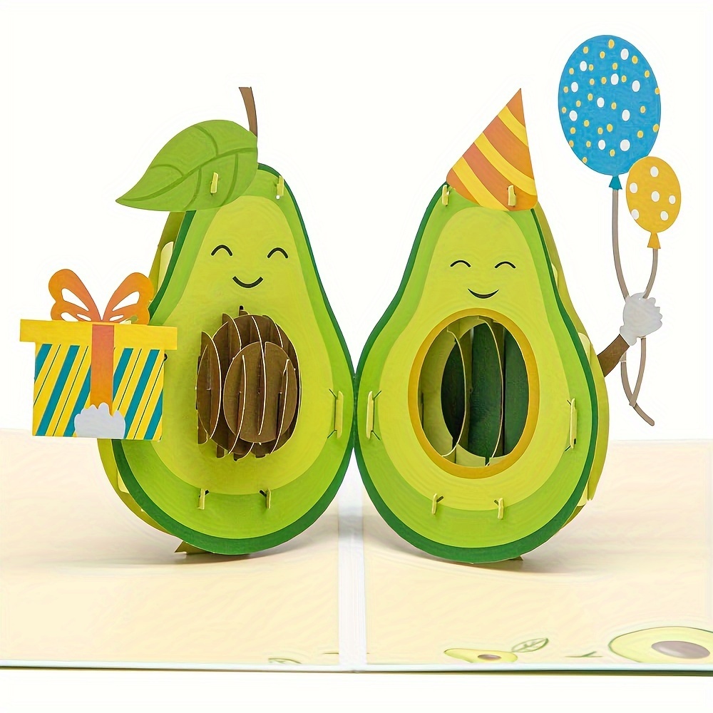 

Swammcard Pop-up Avocado Greeting Card With Envelope - Cartoon Fruit Theme, Birthdays & , Suitable For Anyone