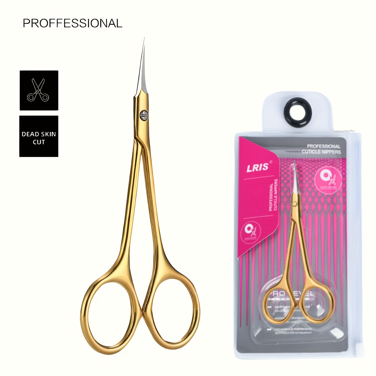 Image of A Professional Dual-hand Cuticle Scissor, Featuring Ultra- Steel With Curved Tips For Precise Removal Of Dead Skin, Along With Nail Care Tweezers And Push Tools.
