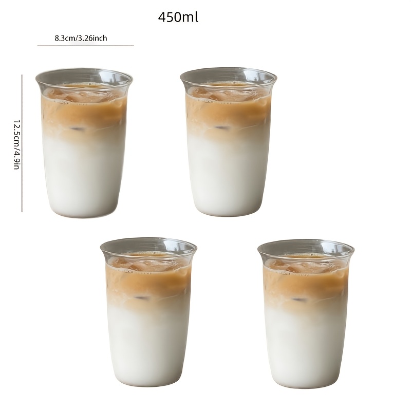 TEMU 4pcs High Borosilicate Glass Cups For, Cup Style, Elegant Coffee Cups, Milk Cups, Juice Cups, Coffee Insulated Cups, Party Supplies, Transparent