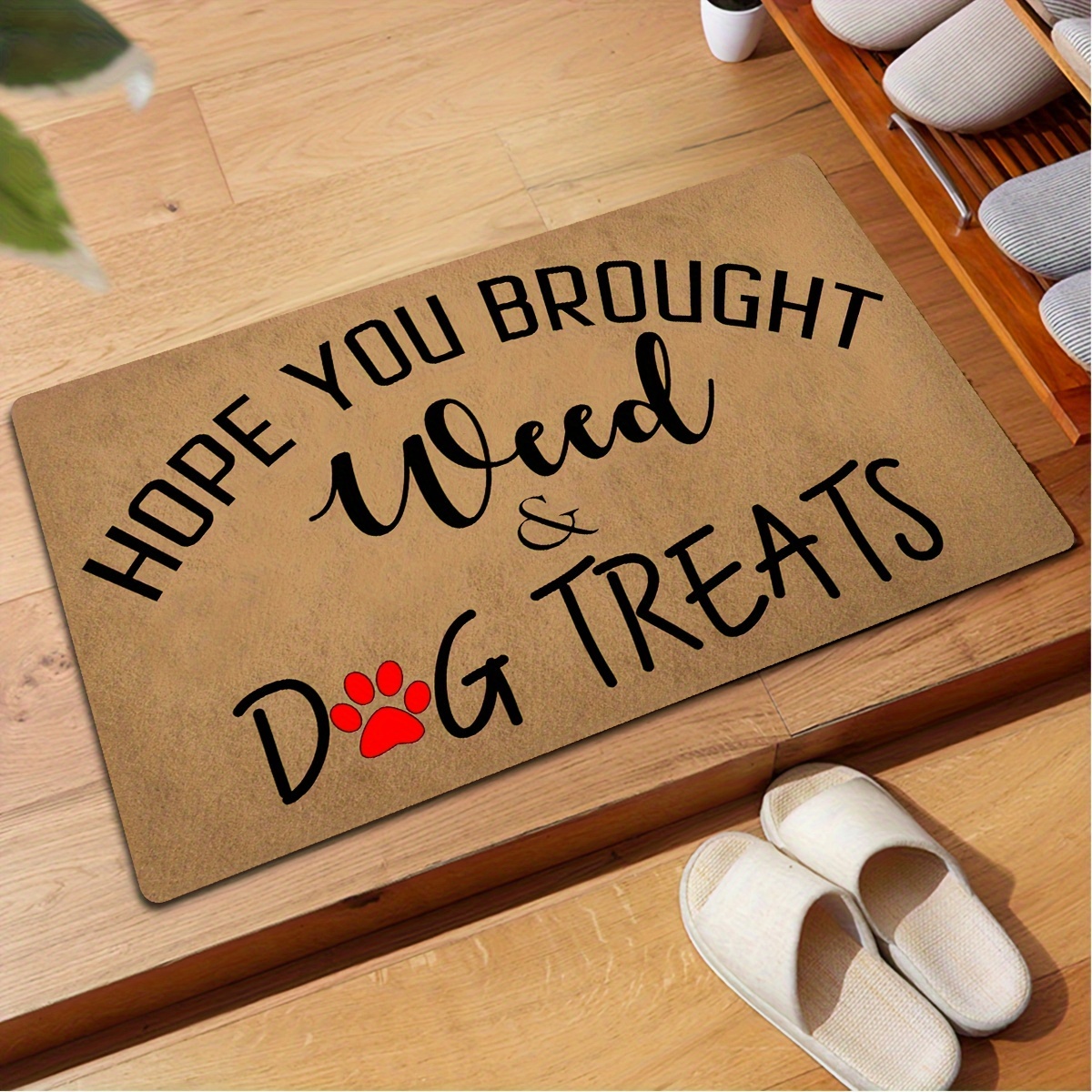 

Funny Welcome Doormat For Front Porch Hope You And Dog Treats Doormat For Front Door Personalized Monogram Kitchen Rug And Mat With Anti-slip Rubber Back Novelty Gift Mat (23.7 X 15.9 In)