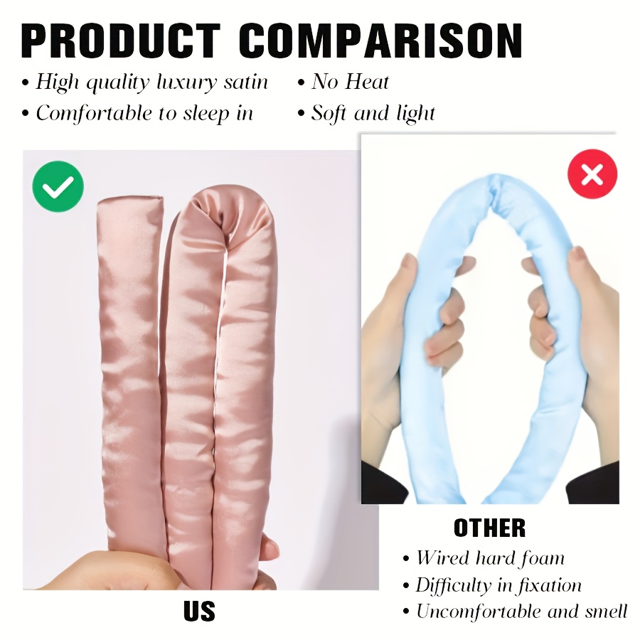 Ellitina 4pcs Super Soft Satin Heatless Curler Set-No Heat Hair Curlers to Sleep in - Overnight Heatless Curling Set with Satin Scrunchies and clip,for All Hair types,Leopard/Hearts print,Luxury gift