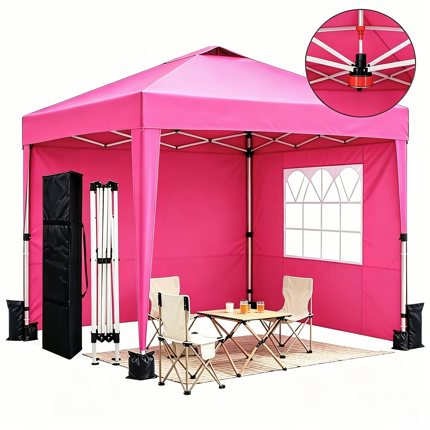 TEMU 10x10 Pop Up Canopy With 4 Removable , Portable Instant Commercial Canopy, Beach Sun Shelter Waterproof Outdoor Tent With 4pcs Weight Bag, Carry
