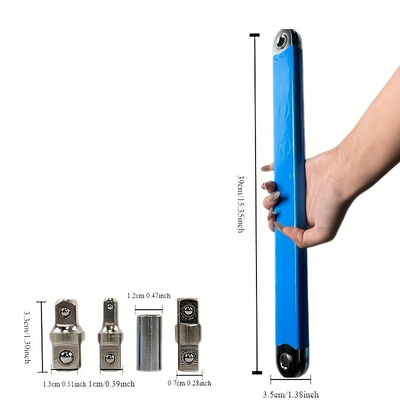 

Tightening And Lengthening Wrench Set, Lengthening Wrench, With 1.27cm, 0.64cm And 0.95cm Square Drive Adapters, For Small Universal Lengthening Wrench