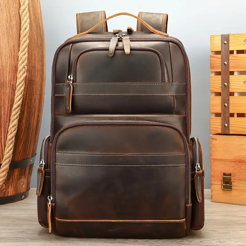 16 inch laptop leather backpack Designer for Men Women 15-16 Classy Leather Bags Main compartment will hold a 15.6 laptop Marlow Laptop Backpack