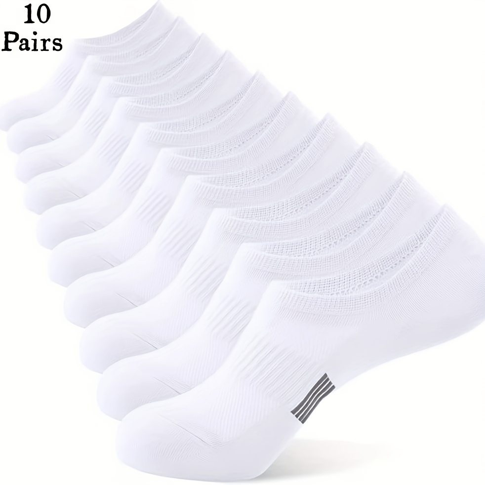 E-shop 10 Paar Damen Low-Cut unsichtbare -Socken - Einfarbig Weiß, geeignet für Sport, Fitnessstudio, Tanz & Freizeitkleidung | Maschinenwaschbar,