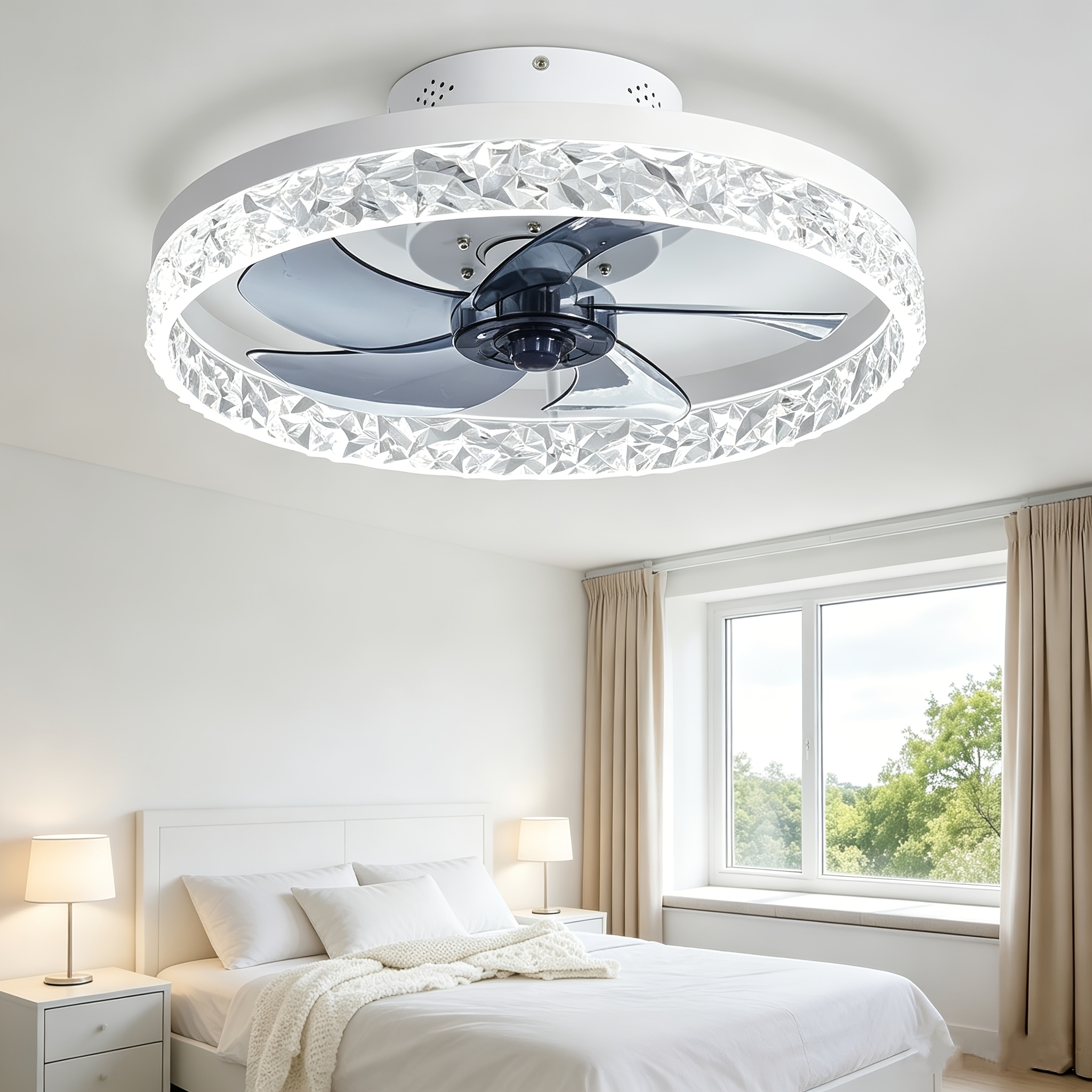 TEMU Ventilateurs de plafond à profil bas avec lumière et télécommande, ventilateurs de plafond encastrés de 20 pouces avec lumière, ventilateur de