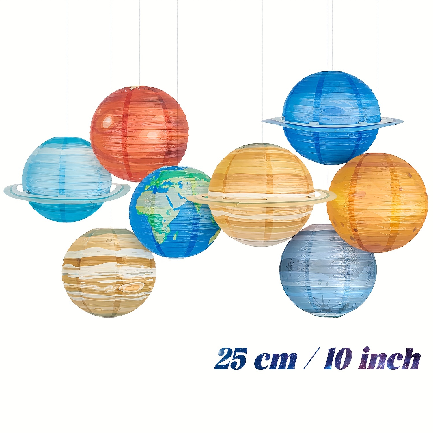Image of 8pcs 10-inch Planet Paper Lantern Decorations Of Planets Theme Party Ornaments Astronaut Theme Birthday Party Hanging Decorations, Party Decorations, New Year, Christmas, Halloween